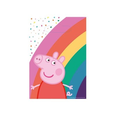 Disco colorido com personagem Peppa Pig e arco-íris ao fundo