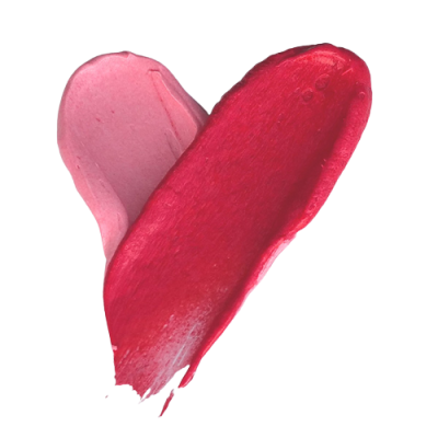 Amostras de dois batons cremosos, rosa claro e vermelho vibrante