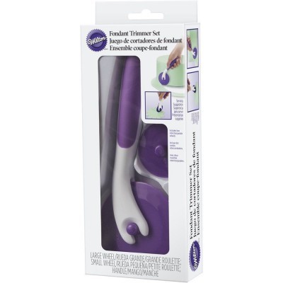 Conjunto Wilton Fondant Trimmer Set para cortar fondant com roletes roxos e pega branca