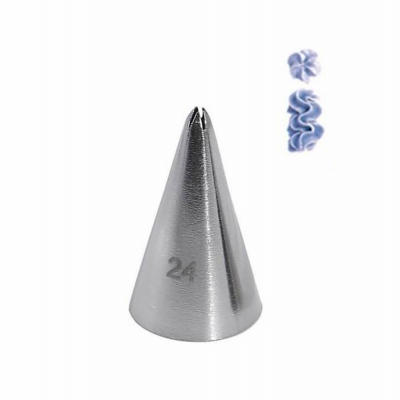 Bico para pasteleiro em aço inoxidável com abertura em estrela e número 24