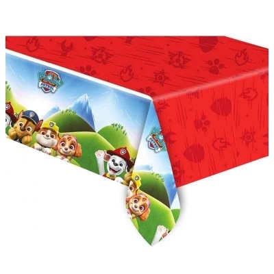 Toalha de mesa infantil Paw Patrol com personagens e fundo colorido