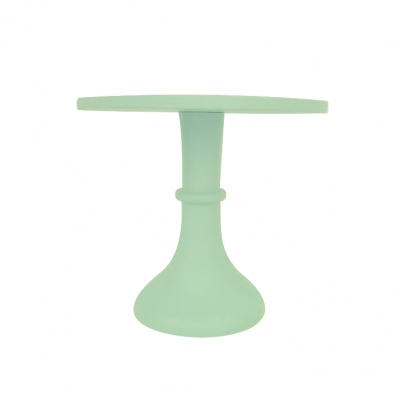 Mesa de apoio verde claro com tampo e base arredondados