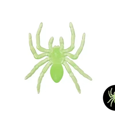 Aranha plástica verde fosforescente em fundo branco