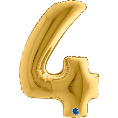 Balão dourado em forma do número 4