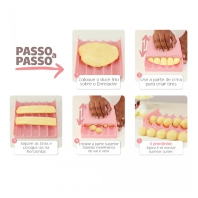 Tutorial passo a passo para enrolar doces usando uma base rosa e massa amarela