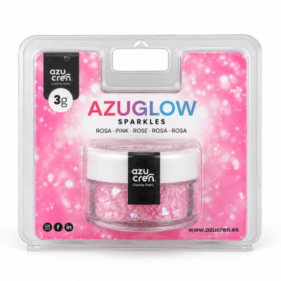 Purpurina rosa AZUGLOW SPARKLES da azucren em embalagem plástica