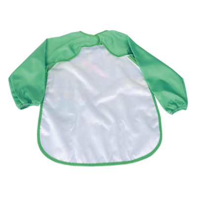 Babete impermeável com mangas verdes e parte frontal branca