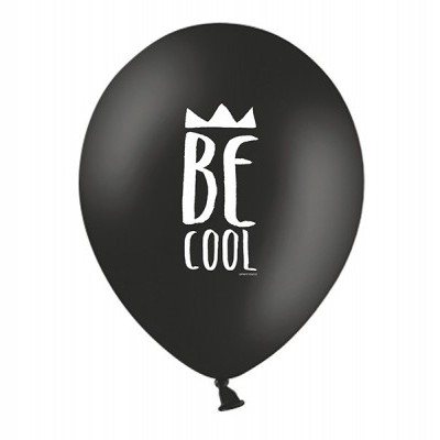 Balão preto com texto branco 'BE COOL' e uma coroa