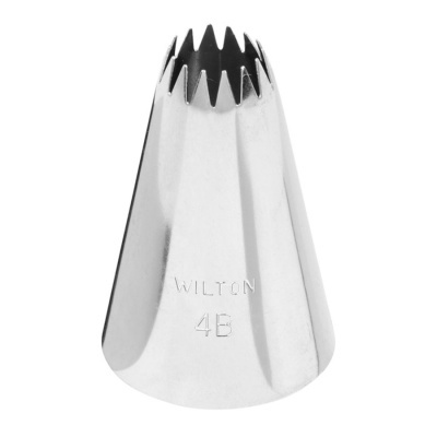 Bico de confeitar metálico prateado com topo frisado WILTON 4B