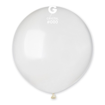 Balão branco transparente de látex com texto branco no topo