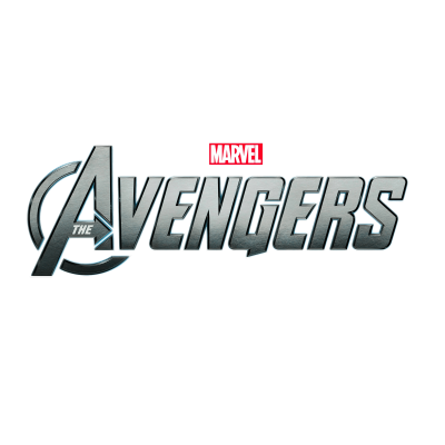 Logótipo Avengers Marvel prateado e vermelho
