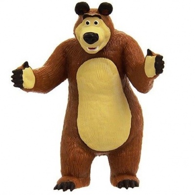 Figura de ação de um urso castanho com barriga bege e garras pretas