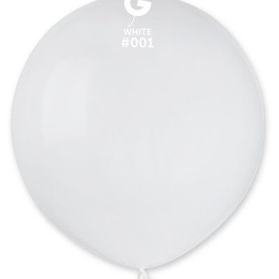 Balão branco com texto impresso 'G WHITE #001'