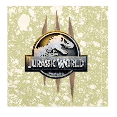 Logo Jurassic World com textura rachada creme e arranhões verticais