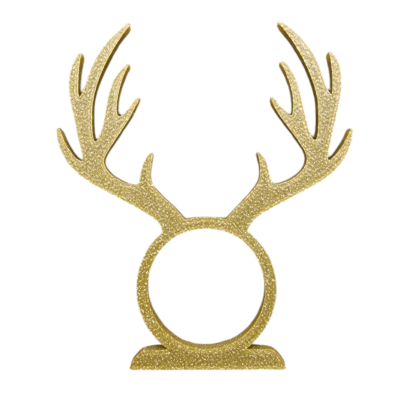 Suporte dourado com chifres decorativos brilhantes