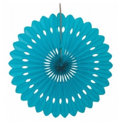 Decoração suspensa azul em papel circular com recortes e cordão