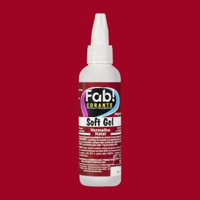 Frasco de corante alimentício soft gel vermelho com etiqueta vermelha