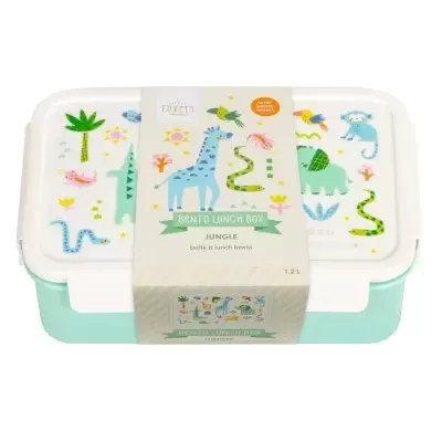 Caixa de almoço Bento Lunch Box Jungle com animais da selva coloridos