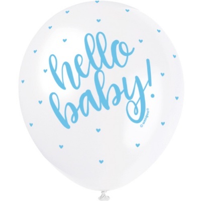 Balão branco com texto azul e corações azuis