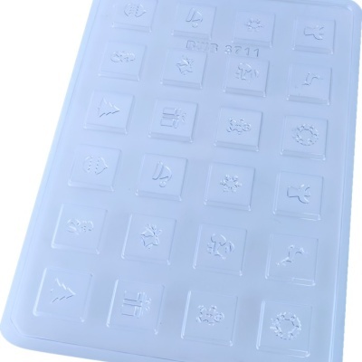 Molde de silicone transparente com símbolos festivos em relevo