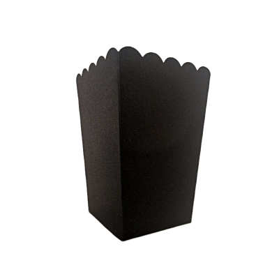 Caixa preta para pipocas com bordas onduladas
