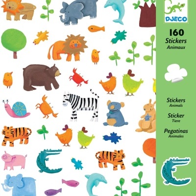 Pacote de autocolantes coloridos de animais e plantas DJECO