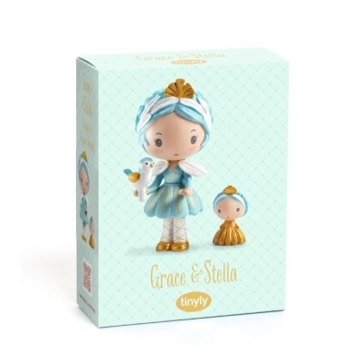 Caixa de brinquedos com duas figuras de personagens Grace & Stella