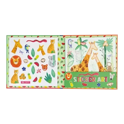 Livro de atividades com autocolantes de animais e plantas