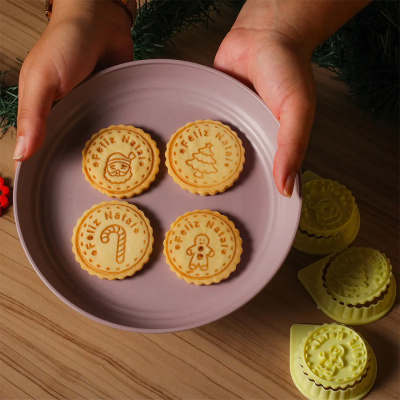 Bolachas de Natal com inscrições e moldes para bolachas ao lado