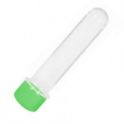 Tubo de ensaio transparente com tampa verde