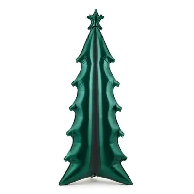 Balão verde em forma de árvore de Natal com estrela no topo
