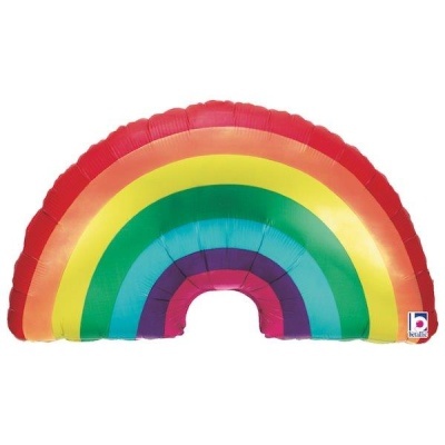 Balão arco-íris colorido em material plástico brilhante