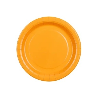 Prato de plástico descartável laranja redondo