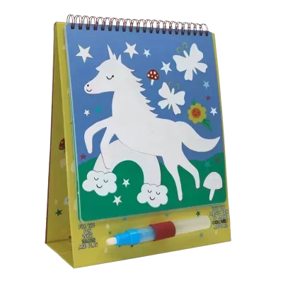 Bloco de atividades com unicórnio e caneta de água