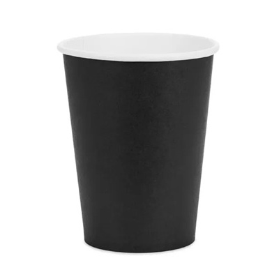 Copo de papel preto com interior branco