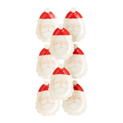 Balões decorativos com formato da cara do Pai Natal em vermelho, branco e rosa claro