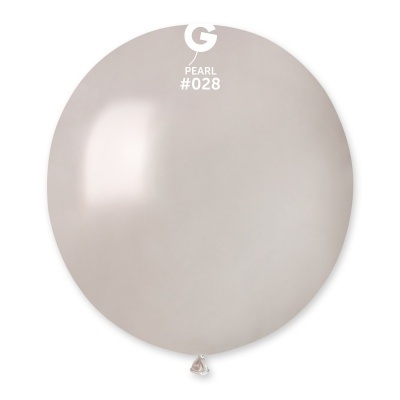 Balão cinza perolado com texto branco 'G PEARL #028' no topo