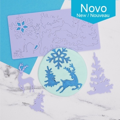 Moldes de corte natalícios em plástico lilás com motivos diversos