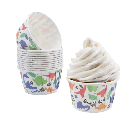 Copos para gelado com estampado de animais e gelado branco