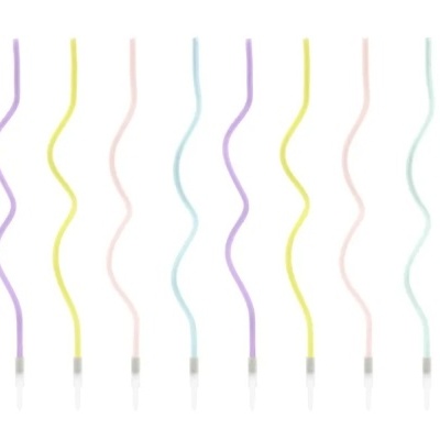 Conjunto de velas onduladas finas em cores pastel