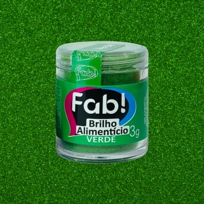 Frasco pequeno com brilho alimentar verde Fab! 3g