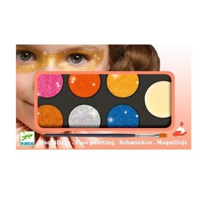 Paleta de maquilhagem para pintura facial com várias cores brilhantes