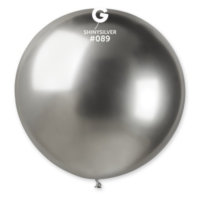 Balão de látex prata brilhante com texto SHINYSILVER #089