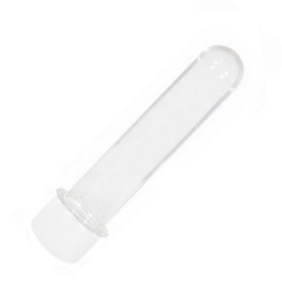 Tubo de ensaio transparente em vidro com tampa branca