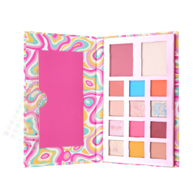 Paleta de maquilhagem colorida com 12 sombras e espelho