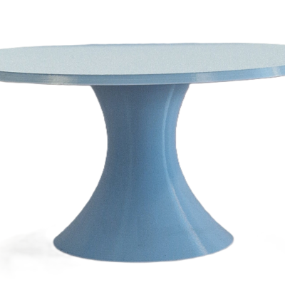 Mesa redonda azul claro com base cónica larga