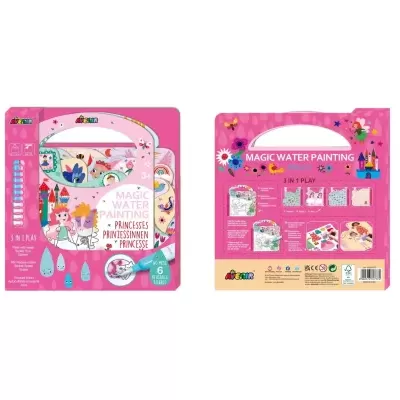 Jogo de pintura com água Magic Water Painting Princesas cor-de-rosa com 6 tábuas reutilizáveis