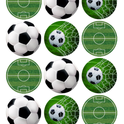 Padrão de bolas de futebol e campos de futebol em círculos