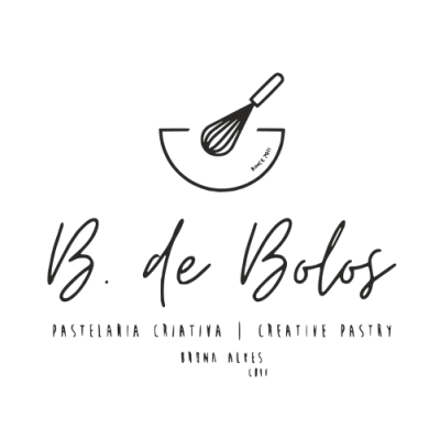 Logótipo B. de Bolos com batedor e texto pastelaria criativa