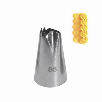 bico metálico para pasteleiro número 86 com padrão decorativo ondulado